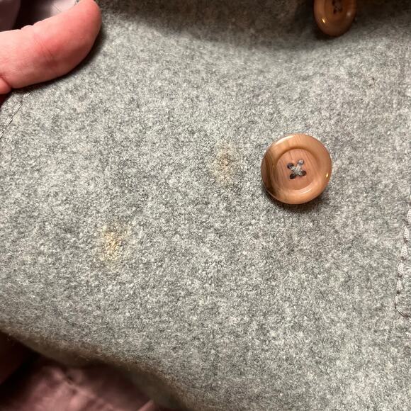 VINTAGE 70s Wool Peacoat Size S Fox Fur Collar Belted Hollywood Double Breasted - Picture 8 of 9